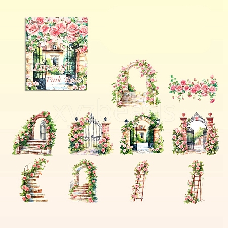 10Pcs 10 Styles Garden Series Waterproof PET Stickers DIY-G121-06C-1