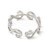 Non-Tarnish 304 Stainless Steel Initial Letter S Open Cuff Ring for Women RJEW-E066-10P-3