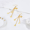 1 Pair Brass Star Tassel Dangle Earrings EJEW-LP0007-113G-3