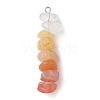 Gradient Color Natural Quartz Crystal & Natural Red Aventurine & Natural Sunstone & Natural Topaz Jade Chip Beaded Pendants PALLOY-JF02790-09-1