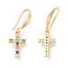 Brass Micro Pave Cubic Zirconia Dangle Earrings EJEW-F233-02-3