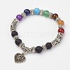 Gemstone Beaded Stretch Bracelets X-BJEW-P065-04-1