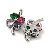 Brass with Colorful Cubic Zirconia Charms KK-G490-19P-2