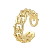 Hollow Rack Plating Brass Open Cuff Rings RJEW-D080-02G-1