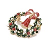 Colorful Christmas Wreath with Bell Enamel Pin with Rhinestone X-JEWB-A004-07G-2