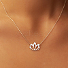 Buddhist Hollow Lotus Flower 201 Stainless Steel Pendant Necklaces for Women FS-WGA47F0-01-1