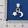 925 Sterling Silver Star & Moon European Dangle Charms STER-G045-08S-3