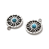 304 Stainless Steel Pave Dyed Synthetic Turquoise Sun Charms STAS-B074-05P-02-2