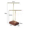 2 Golden Tone T-Bar Metal Dangle Earring Jewelry Display Rack with Wooden Base PW-WG96331-02-1