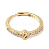 Rack Plating Brass Clear Cubic Zirconia Number 2 Adjustable Rings for Women RJEW-S407-09G-02-2