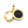 Synthetic Blue Goldstone Clear Cubic Zirconia Pendants KK-E015-26G-3