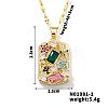 Brass Geometric Colorful Cubic Zirconia Rectangle Pendant Necklaces ZC3047-1-1