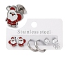 3 Pairs 3 Styles Christmas 304 Stainless Steel Hoop & Studs Earrings Set for Women EJEW-K279-12H-P-1