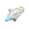 Dolphin Rack Plating Brass Enamel Pendants X-KK-Q804-09G-2