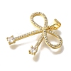 Bowknot Rack Plating Brass Clear Cubic Zirconia Pendants KK-U019-28G-2