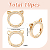 10Pcs Zinc Alloy Crystal Rhinestone Spring Gate Rings FIND-SC0019-51B-2