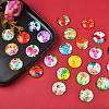 Flower Printed Glass Cabochons GGLA-SZ0001-15-4