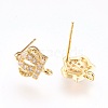 Brass Micro Pave Cubic Zirconia Stud Earring Findings KK-F753-08G-RS-2
