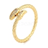 Snake Rack Plating Brass Micro Pave Cubic Zirconia Open Cuff Rings for Women RJEW-Z059-25G-1