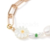 Sunflower Natural Shell Beads Bracelet BJEW-TA00027-3