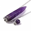 Natural Amethyst Bullet Shaped Perfume Bottle Pendant Necklaces G-B089-02P-08-4