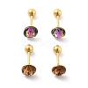 Ion Plating(IP) 2 Pairs 2 Colors Real 14K Gold Plated 304 Stainless Steel Rhinestone Stud Earrings EJEW-P258-08G-1