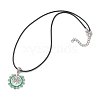 Natural Green Aventurine & Glass Seed Beads Pendant Necklaces NJEW-MZ00050-01-4