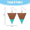 6 Pair 6 Style Resin & Wood Dangle Earrings with Iron Pins EJEW-AB00036-2