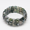 Natural Moss Agate Stretch Bracelets BJEW-O130-02-3