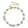 304 Stainless Steel Flat Round Acrylic Rhinestone Cup Chain Anklets for Women AJEW-B031-02G-03-4