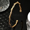 Brass Twisted Cuff Bangles for Women BJEW-F482-08G-1