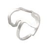 Non-Tarnish Hollow Africa Map 304 Stainless Steel Open Cuff Rings for Women RJEW-N048-03P-1