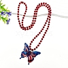 American Flag Style Red Blue White Acrylic Pendant Necklaces PW-WG58DCD-02-1