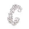 Clear Cubic Zirconia Hollow Out Heart Open Cuff Ring RJEW-E072-11P-1