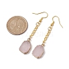 Nuggets Natural Rose Quartz Dangle Earrings EJEW-JE05683-02-3