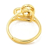 Heart with Letter Rack Plating Brass Micro Pave Cubic Zirconia Adjustable Rings for Women RJEW-I105-06G-C-3