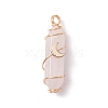 Natural Rose Quartz Copper Wire Wrapped Pendants PALLOY-JF02535-03-3