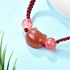 Cat Head Resin Brainded Bead Bracelets BJEW-L701-02A-3