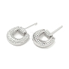 Rack Plating Brass Micro Pave Clear Cubic Zirconia Stud Earrings for Women EJEW-M260-11P-2