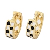 Tartan Pattern Enamel Chunky Hinged Huggie Hoop Earrings for Women EJEW-P196-22G-01-2