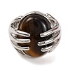 Oval Natural Tiger Eye Finger Ring G-Q184-06F-P-2