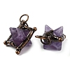 Natural Amethyst Merkaba Star Pendants G-C144-01R-06-2