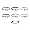 7Pcs 7 Style Natural Mixed Gemstone & Alloy Saint Benedict Medal Beaded Stretch Bracelets Set BJEW-JB08877-1