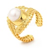 Natural Pearl Open Cuff Ring RJEW-M150-05G-4