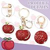 CHGCRAFT 2Pcs 2 Colors Full Rhinestone Apple Keychains KEYC-CA0001-32-5