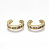 Brass Micro Pave Cubic Zirconia(Random Mixed Color) Cuff Earrings EJEW-S201-56-1