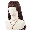 2Pcs 2 Style Natural Red Jasper Teardrop Pendant Necklaces Set NJEW-JN04064-3