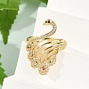 Peacock Brass Micro Pave Clear Cubic Zirconia Open Cuff Rings for Women RJEW-G343-26G-3