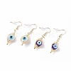 2Pair 2 Color Round Lampwork Evil Eye Braided Dangle Earrings EJEW-JE04898-1