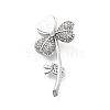 Heart Flower Alloy Crystal Rhinestone Brooches JEWB-C037-07P-1